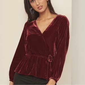 J CREW • Velour Blouse Burgundy Wine Red sz 2